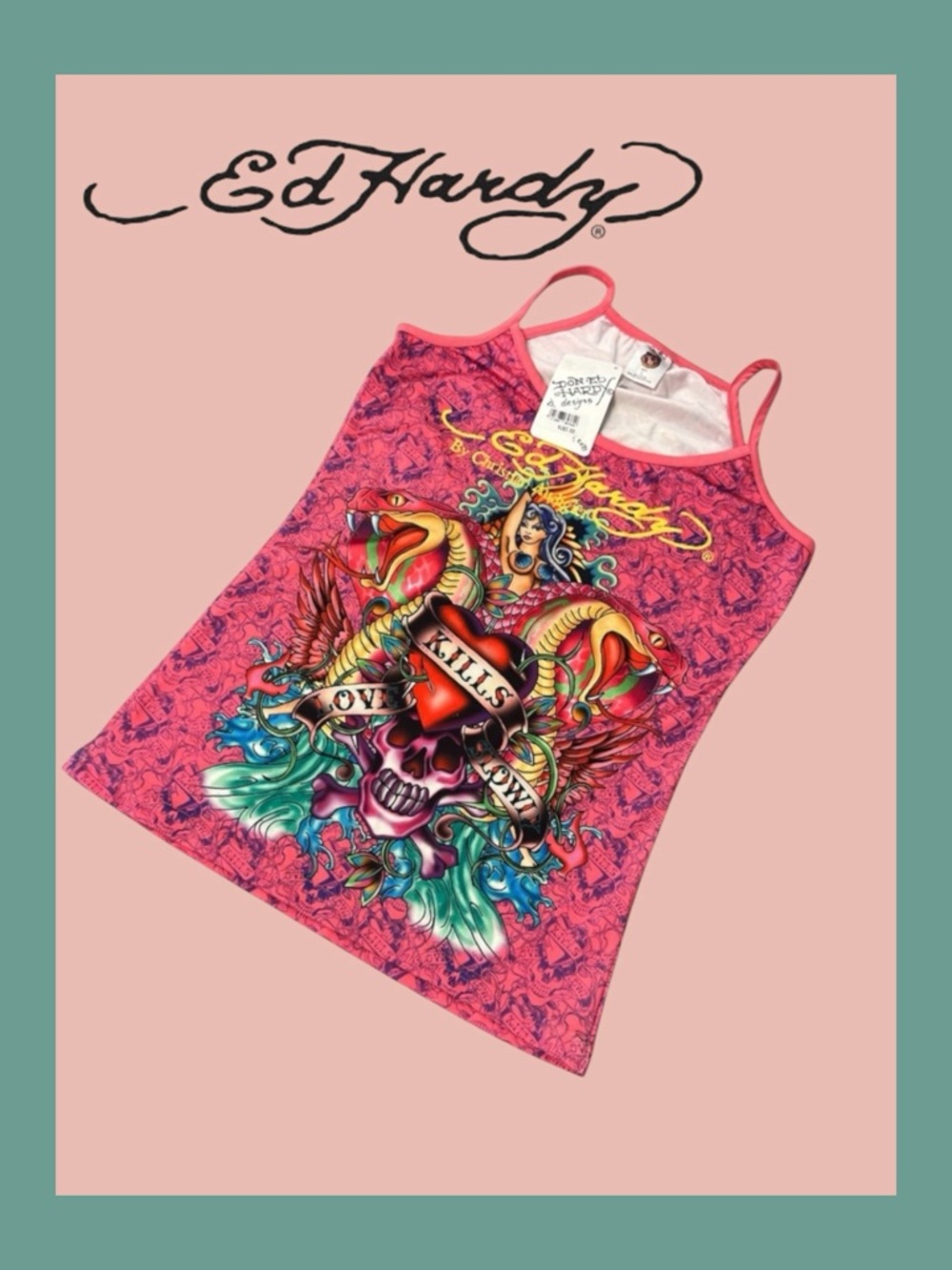 NWT RARE Ed Hardy Womens Vintage Y2K LOVE KILLS SLOWLY Deadstock